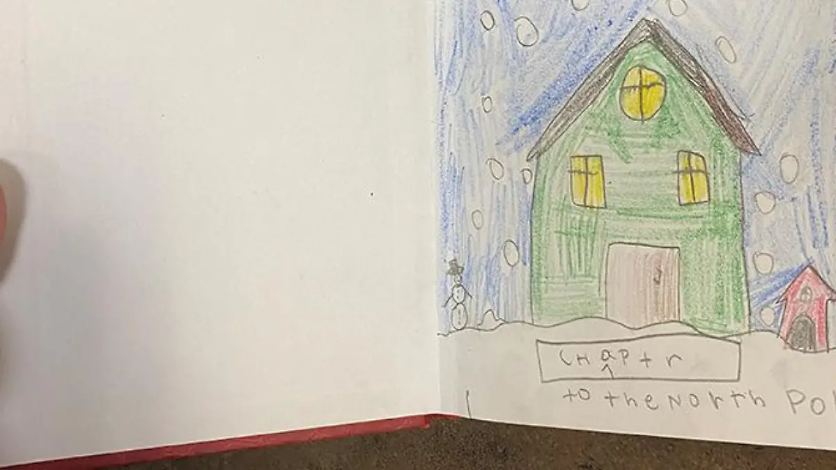 Ein Haus in einer Schneelandschaft, gemalt bei Dillon Helbig