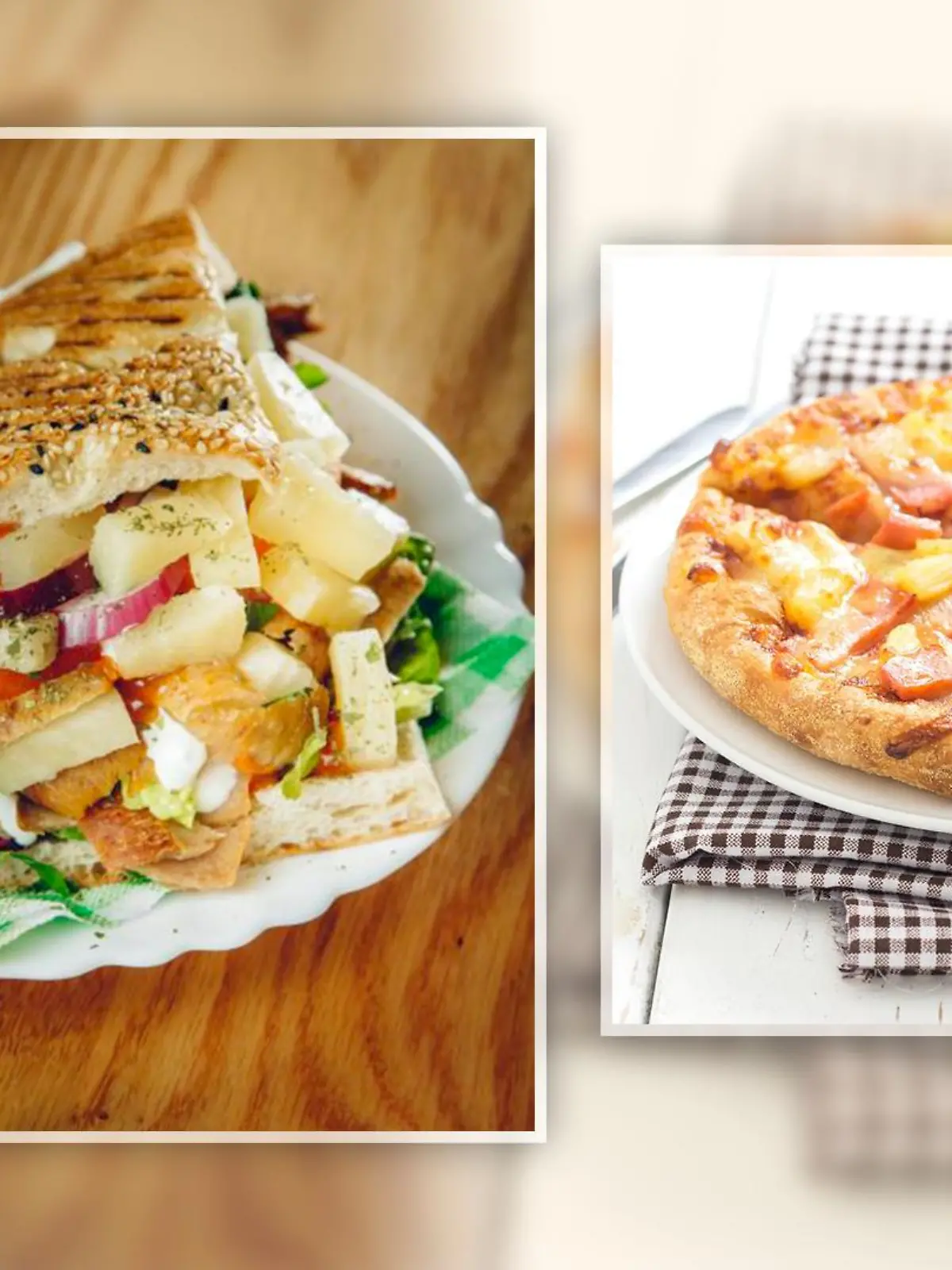 Symbolbild: Links Döner Hawaii, rechts Pizza Hawaii.