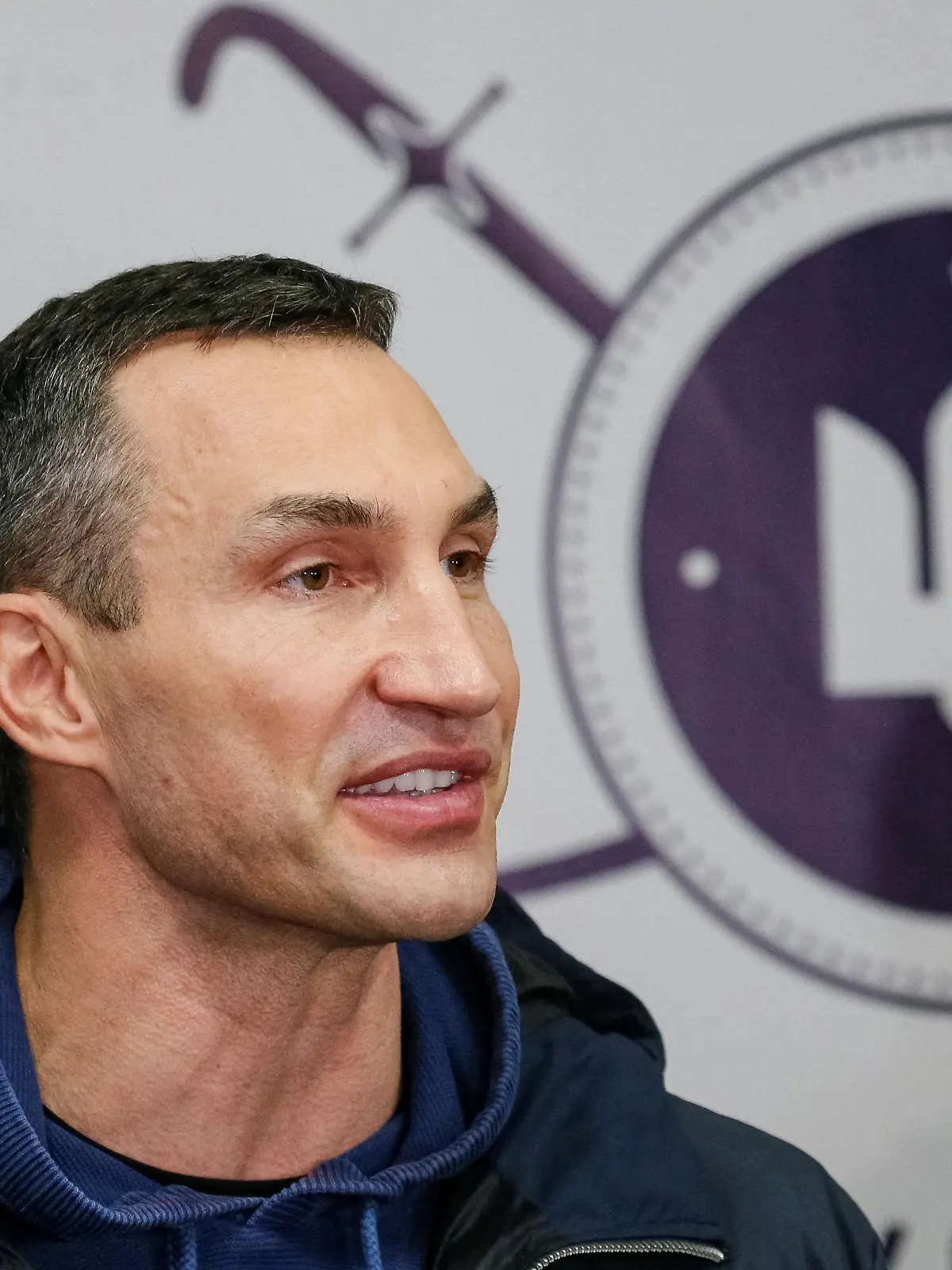 Ukrainian heavyweight boxing world champion Vladimir Klitschko speaks with journalists during the opening of the first Ukrainian Territorial Defence Forces recruitment centre in central Kyiv, Ukraine, February 2, 2022. REUTERS/Gleb Garanich