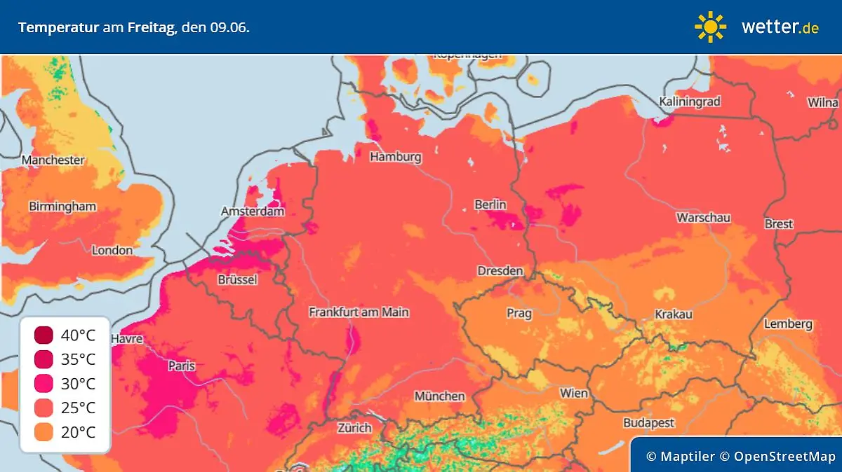 Die Höchsttemperaturen am Freitag