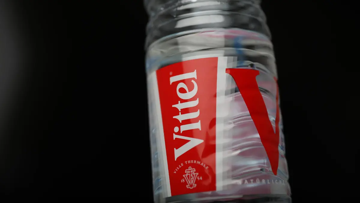 A logo of Vittel is seen in a bottle of water in Stuttgart, Germany on January 11, 2020 (Photo by Agron Beqiri/NurPhoto)