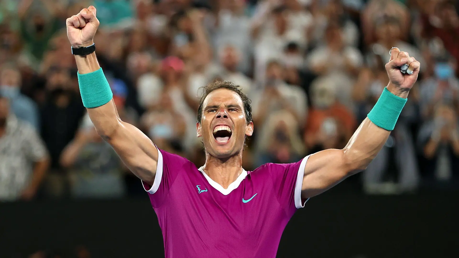 Mandatory Credit: Photo by Ella Ling/Shutterstock 12778014do Rafael Nadal celebrates victory in the Men s Singles final Australian Open, Day Fourteen, Tennis, Melbourne Park, Melbourne, Australia - 30 Jan 2022 Australian Open, Day Fourteen, Tennis, Melbourne Park, Melbourne, Australia - 30 Jan 2022 PUBLICATIONxINxGERxSUIxAUTXHUNxGRExMLTxCYPxROMxBULxUAExKSAxONLY Copyright: xEllaxLing/Shutterstockx 12778014do