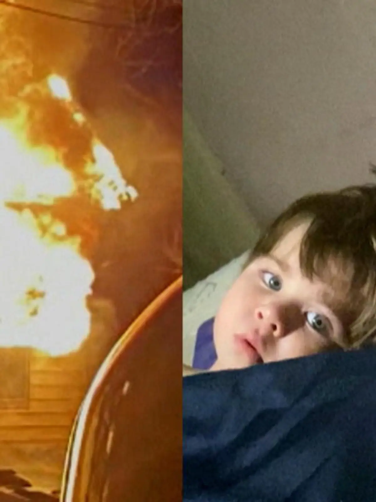 Es war Rettung in letzter Sekunde: Brandon (2) läuft nachts in das Schlafzimmer seiner Eltern und macht sie auf das Feuer aufmerksam. Die Eltern und die fünf Kinder entkommen gerade noch so den Flammen und bleiben unverletzt, während sie ihren ganzen Besitz und ihr Haus im Feuer verlieren.