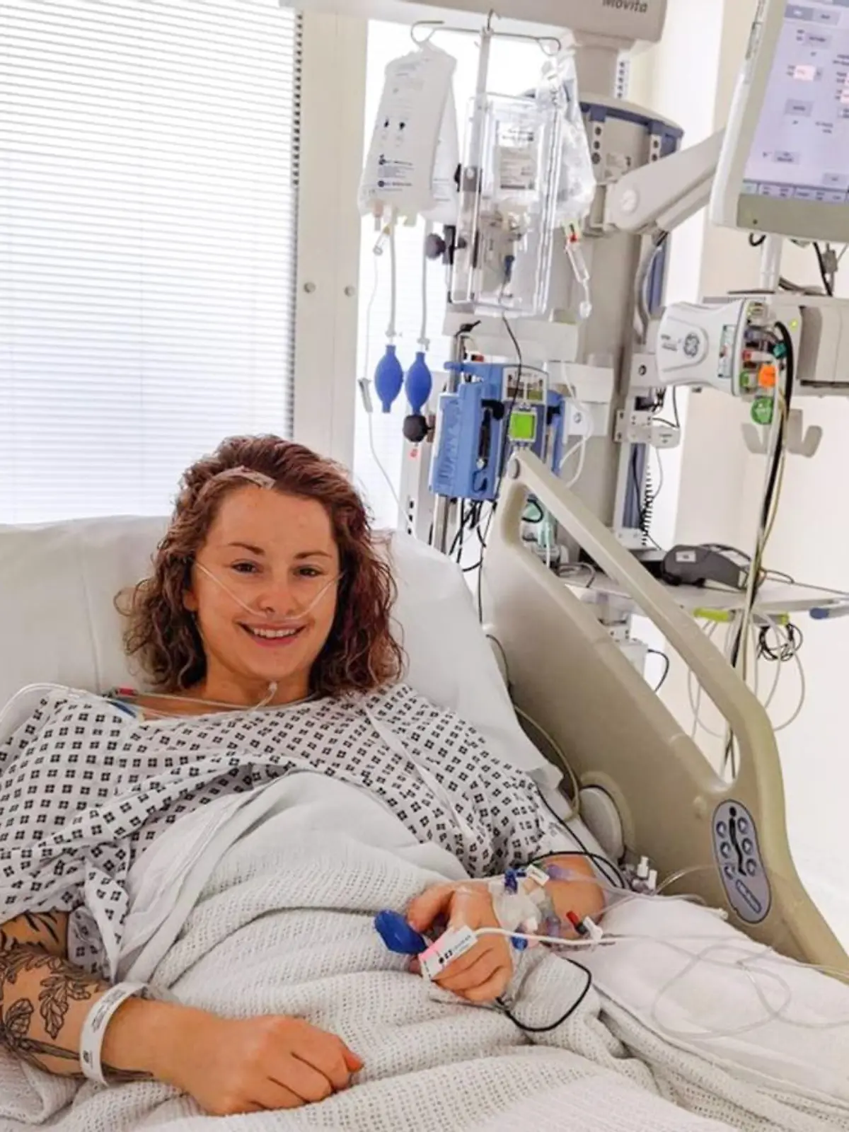 MERCURY PRESS  (Pictured: Fran Whitfield, 27, Kennington, London, in hospital.) -   A young woman who was given two years to live has defied the odds after being told she was 'too young' for cancer. For 18 months, Fran Whitfield, 27, claims a lump on her breast was ignored by doctors who believed it was hormonal and she was not offered a scan due to her age. Until the personal trainer from Kennington, London, paid to see a private cancer specialist in July 2020 who diagnosed her with stage four breast cancer. Doctors also discovered a tumour behind her right eye and on her liver, the then 25-year-old was given only two years to live. -     SEE MERCURY COPY