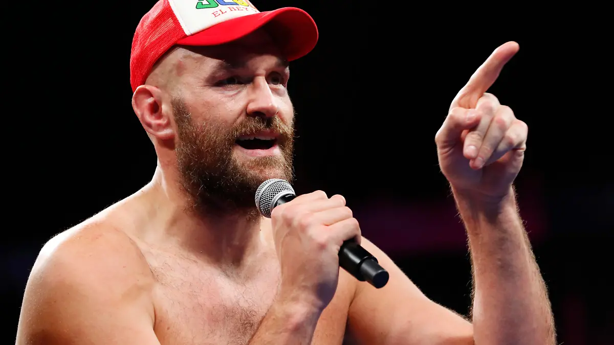 Boxing - Tyson Fury v Deontay Wilder - WBC Heavyweight Title - T-Mobile Arena, Las Vegas, Nevada, U.S. - October 9, 2021 Tyson Fury during a press conference after winning the fight against Deontay Wilder REUTERS/Steve Marcus