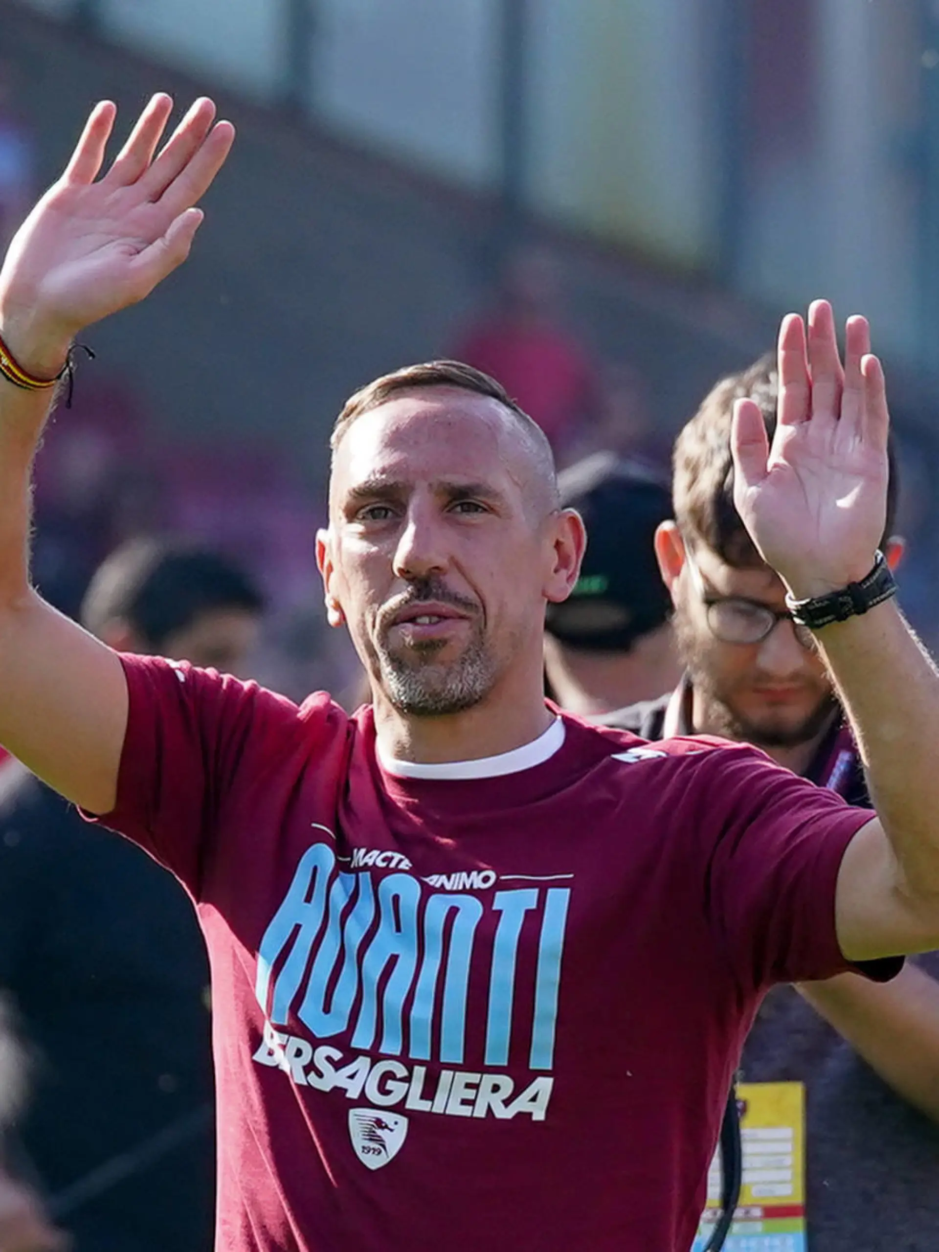 US Salernitana v Udinese Calcio - Serie A Franck Ribery of US Salernitana celebrates at the end of the Serie A match between US Salernitana and Udinese Calcio at Stadio Arechi on May 27, 2023 in Salerno, Italy. Salerno Salerno Italy PUBLICATIONxNOTxINxFRA Copyright: xGiuseppexMaffiax originalFilename:maffia-ussalern230527_np8z9.jpg