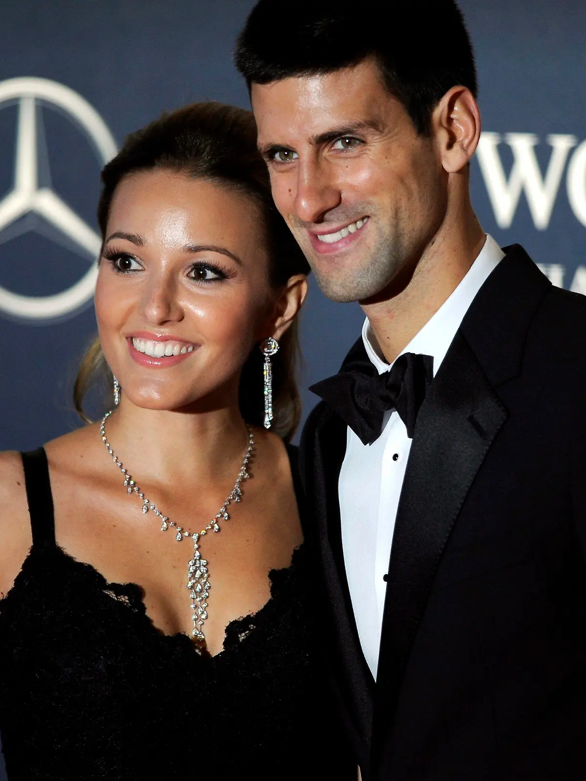 epa03094806 Serbian tennis player Novak Djokovic (R) and girlfriend Jelena Ristic (L) arrive at the Laureus World Sports Awards in London, Britain, 06 Febuary 2012. The Laureus World Sports Awards are held annually to honour sports people who have been outstanding during the previous year. EPA/FACUNDO ARRIZABALAGA  +++(c) dpa - Bildfunk+++
