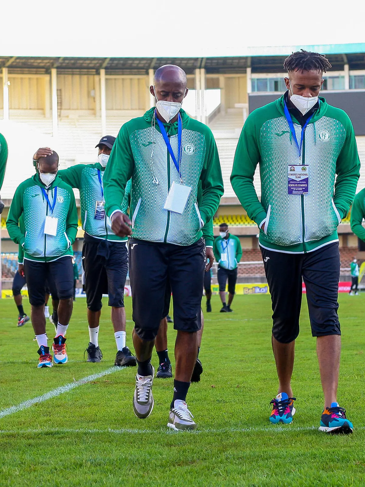  Comoros team during work out to the staidum in preparation for their game against Kenya at MOI International Sports centre on November 11, 2020 in Kasarani, Kenya. Photo by Chris Omollo. Copyright: xx 