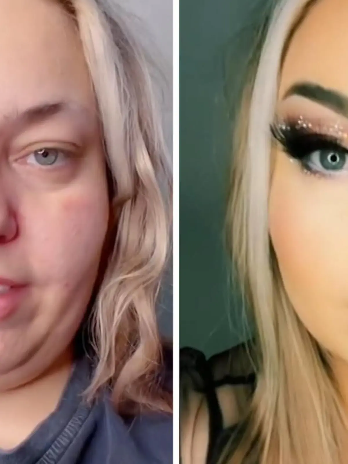 Kanadische TikTokerin "lashesandlosing" überrascht mit krasser Make-up-Verwandlung.
