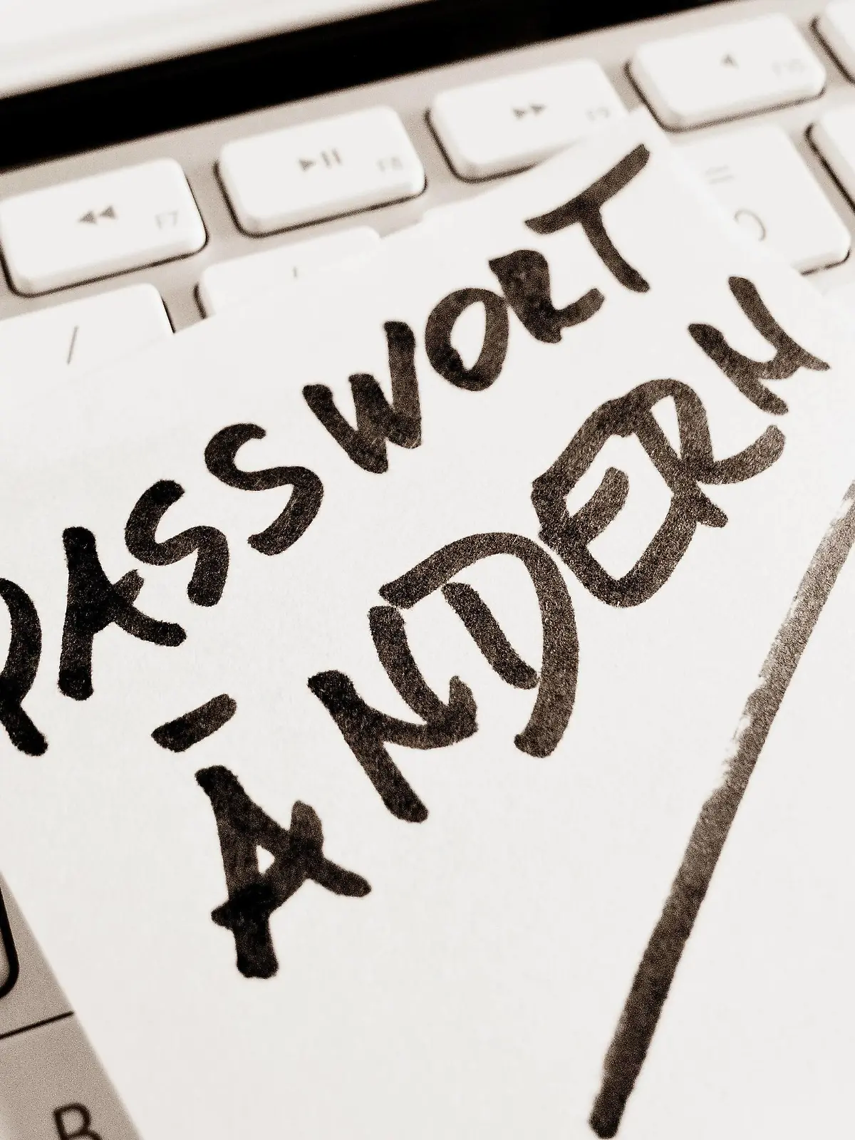 Ein Notizzettel liegt auf der Tastatur eines Computers zur Erinnerung: Passwort ändern McPBBO McPBBO

a Stickies is on the Keyboard a Computers to Memory Password change