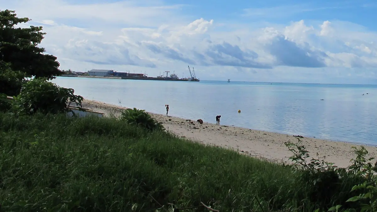 Ein Sandstrand auf der Insel Kiribati, aufgenommen am 25.07.2012. Hunderte Meter lange Sandstrände, Kokospalmen im Wind, keine Industrie, kaum Autos - auf den ersten Blick erfüllt der schmale Pazifikstaat Kiribati alle Klischees eines Südseeparadieses. Der Schein trügt aber. Die mit Fäkalien verseuchten Strände stinken, Abfall türmt sich überall, Autowracks liegen an der Straße. Foto: Christiane Oelrich/dpa (zu dpa-Reportage: "Kampf gegen Klimawandel: Kiribati auf verlorenem Posten" vom 16.11.2012) +++(c) dpa - Bildfunk+++