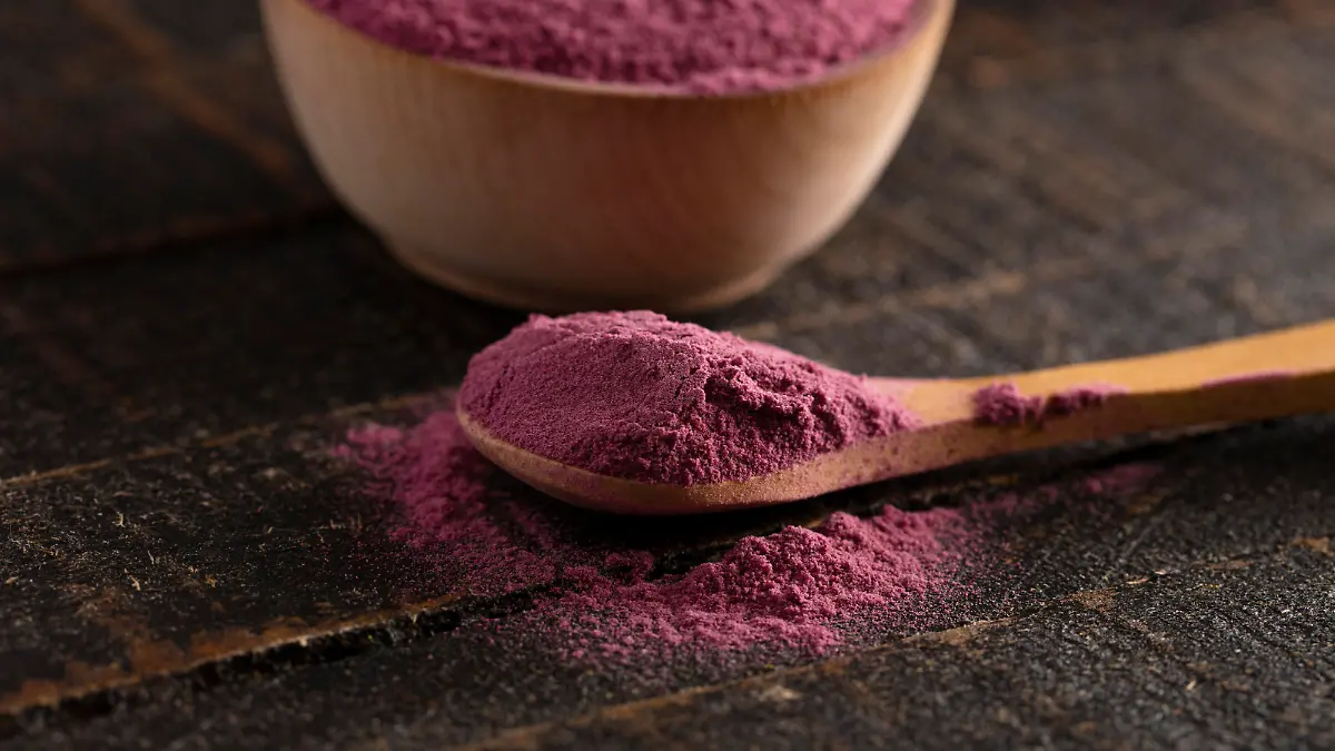 Bright Colored Acai Berry Powder Perfect for Adding to Recipes like Smoothies
