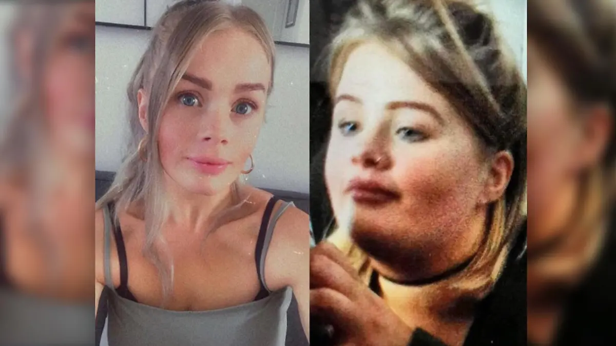 Holly Geraghty bevor und nachdem sie abgenommen hat.