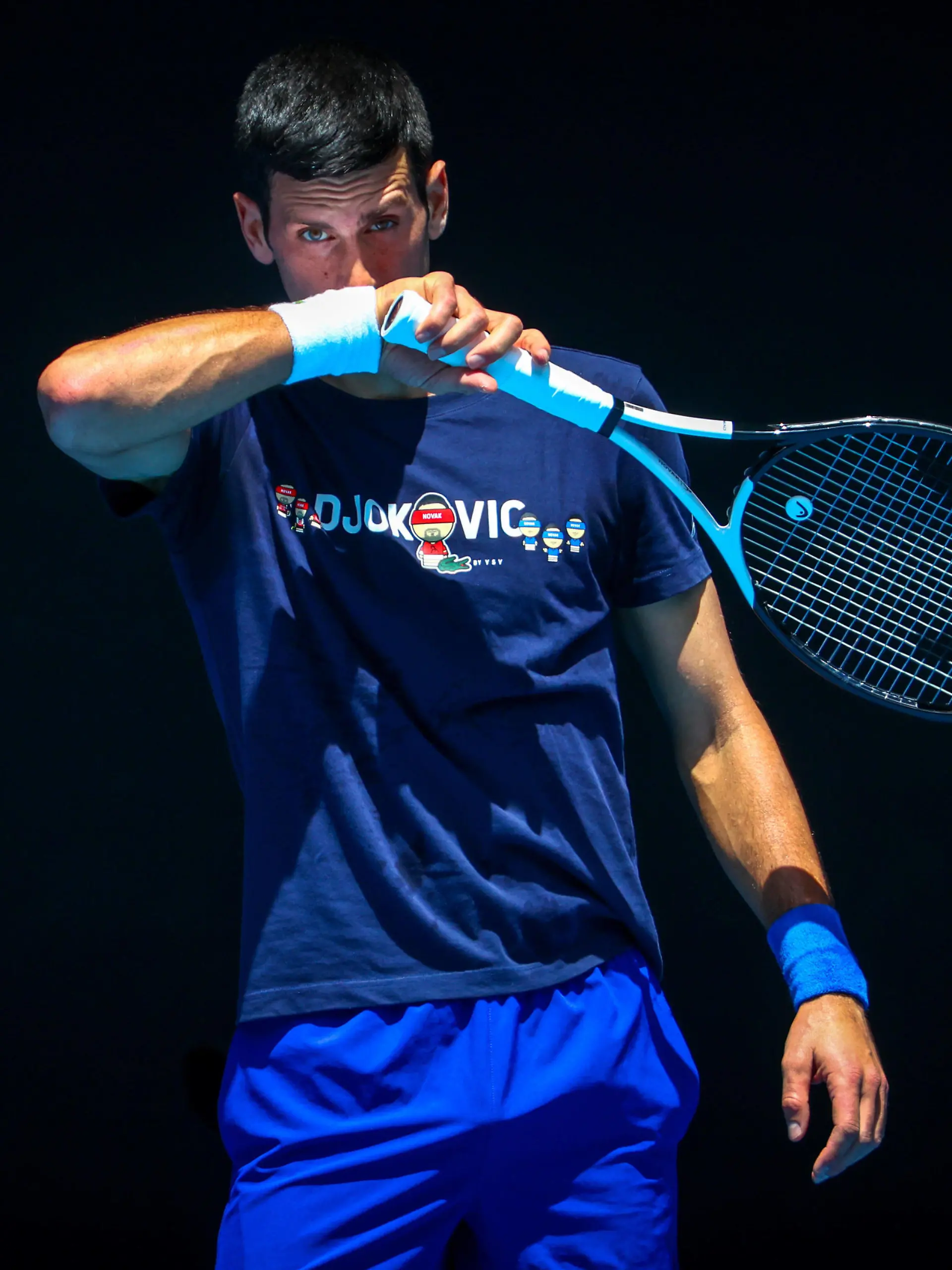  Serbian Novak Djokovic ATP, Tennis Herren 1 pictured at a training session ahead of the Australian Open tennis Grand Slam, Wednesday 12 January 2022 in Melbourne Park, Melbourne, Australia. The 2022 edition of the Australian Grand Slam takes place in the ongoing pandemic. PATRICKxHAMILTON PUBLICATIONxNOTxINxBELxFRAxNED x3172022x