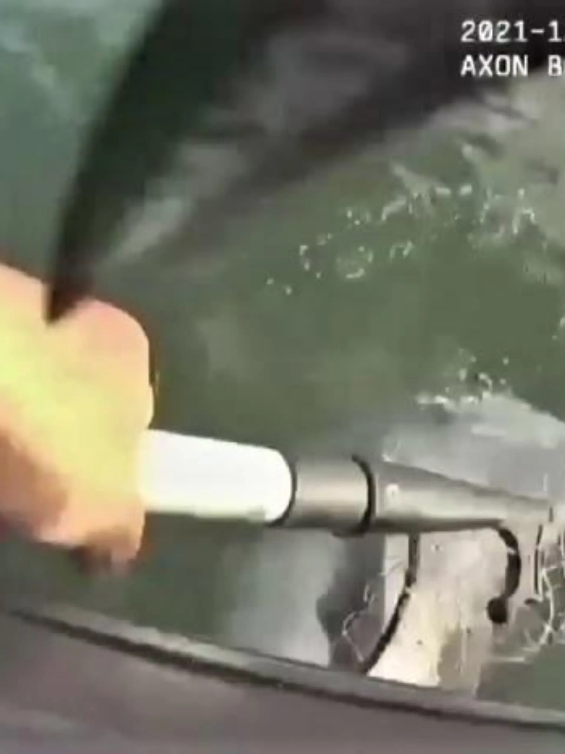 Mit einem Taschenmesser durchtrennte der Polizist das Fischernetz.