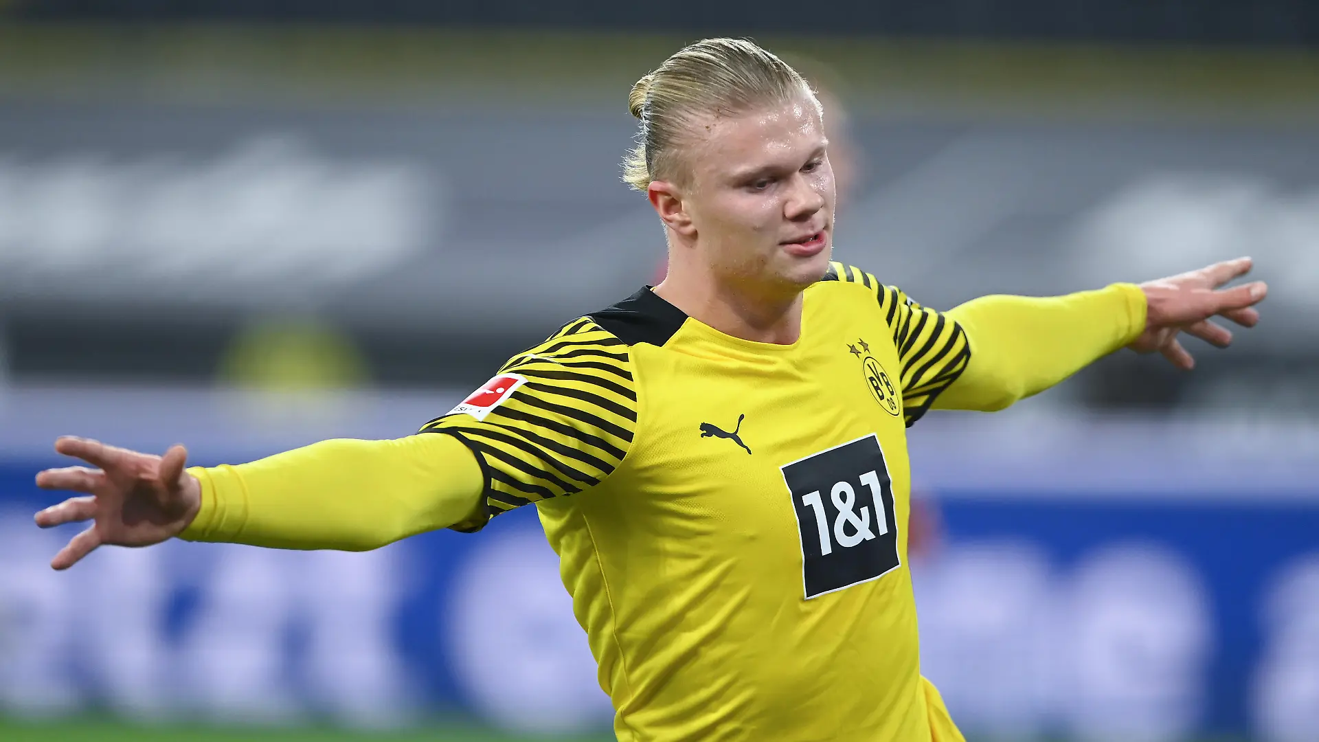 Erling Haaland (BVB) bejubelt seinen Tor, Treffer zum 3:0. GES/ Fussball/ 1. Bundesliga: Borussia Dortmund - SC Freiburg, 14.01.2022 Football / Soccer: 1st. German league: Dortmund vs Freiburg, Dortmund, January 14, 2022