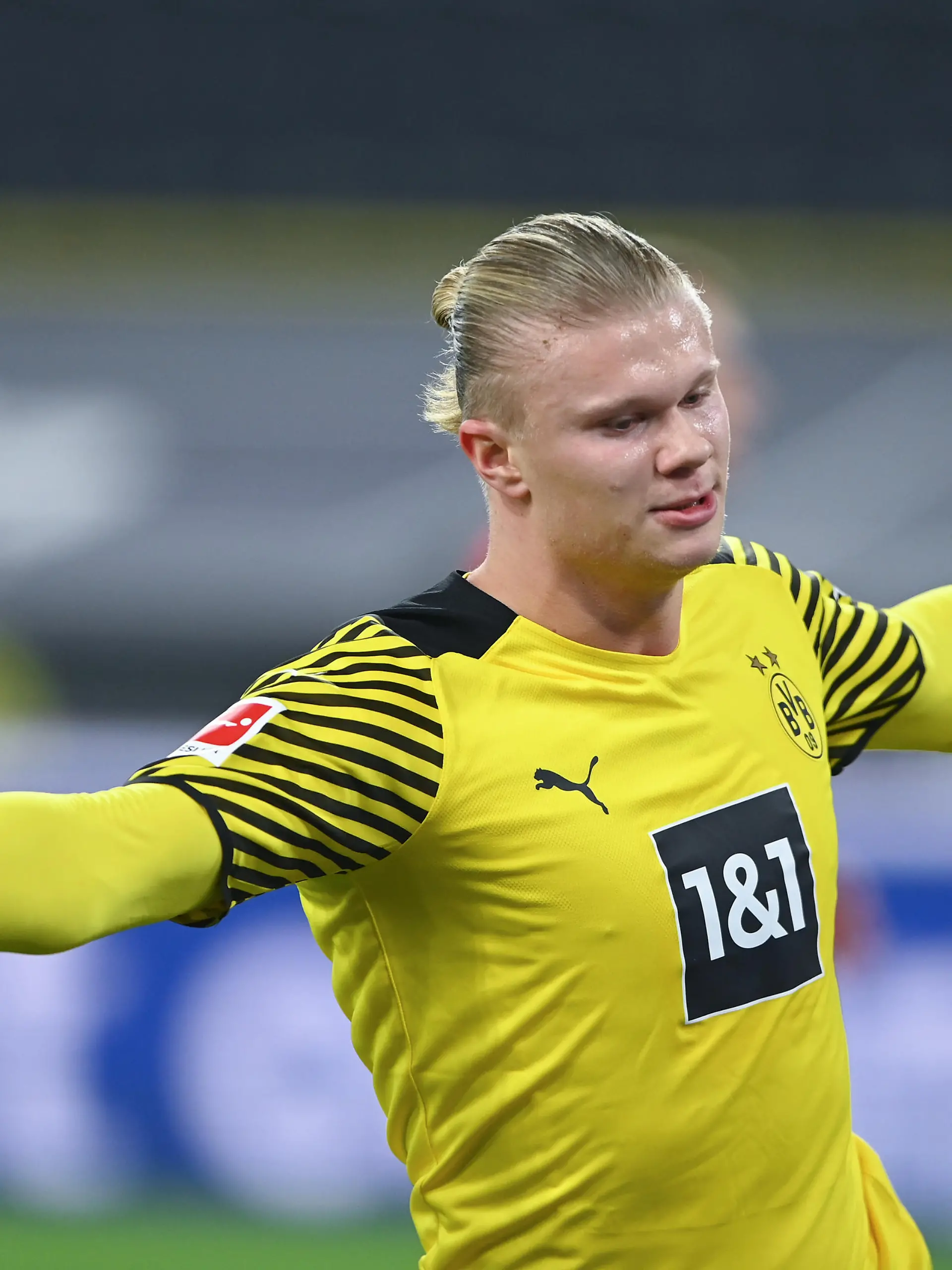 Erling Haaland (BVB) bejubelt seinen Tor, Treffer zum 3:0. GES/ Fussball/ 1. Bundesliga: Borussia Dortmund - SC Freiburg, 14.01.2022 Football / Soccer: 1st. German league: Dortmund vs Freiburg, Dortmund, January 14, 2022