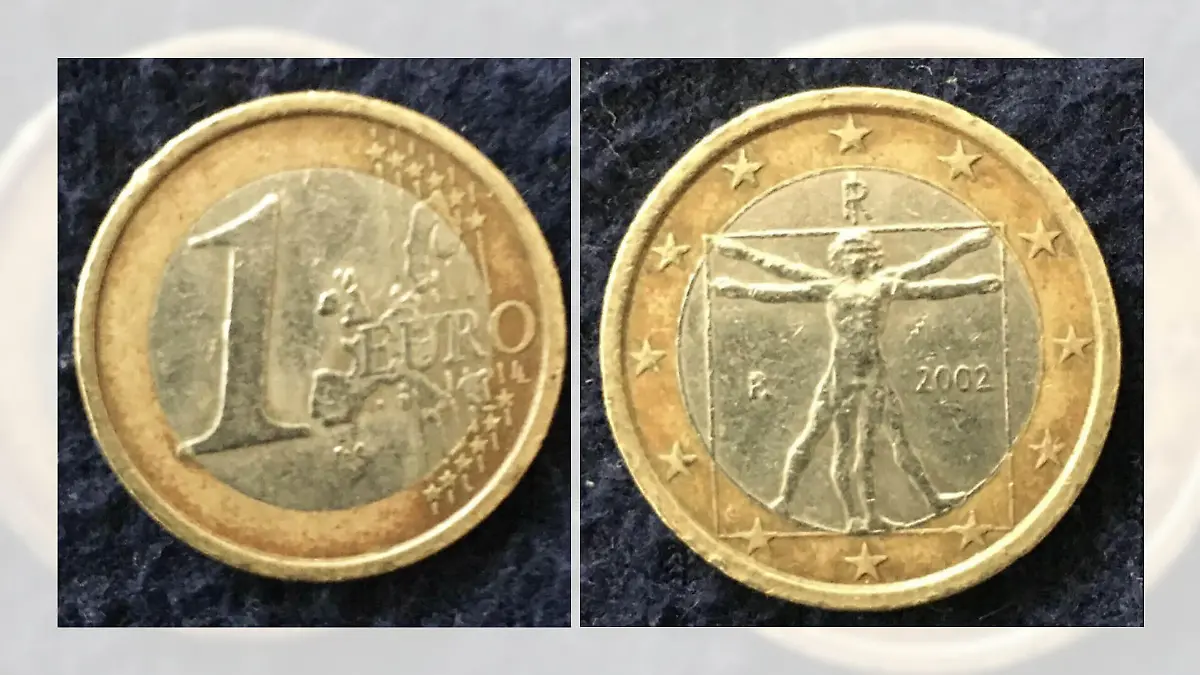 Dieser Euro ist eine Fehlprägung und schief gedruckt.