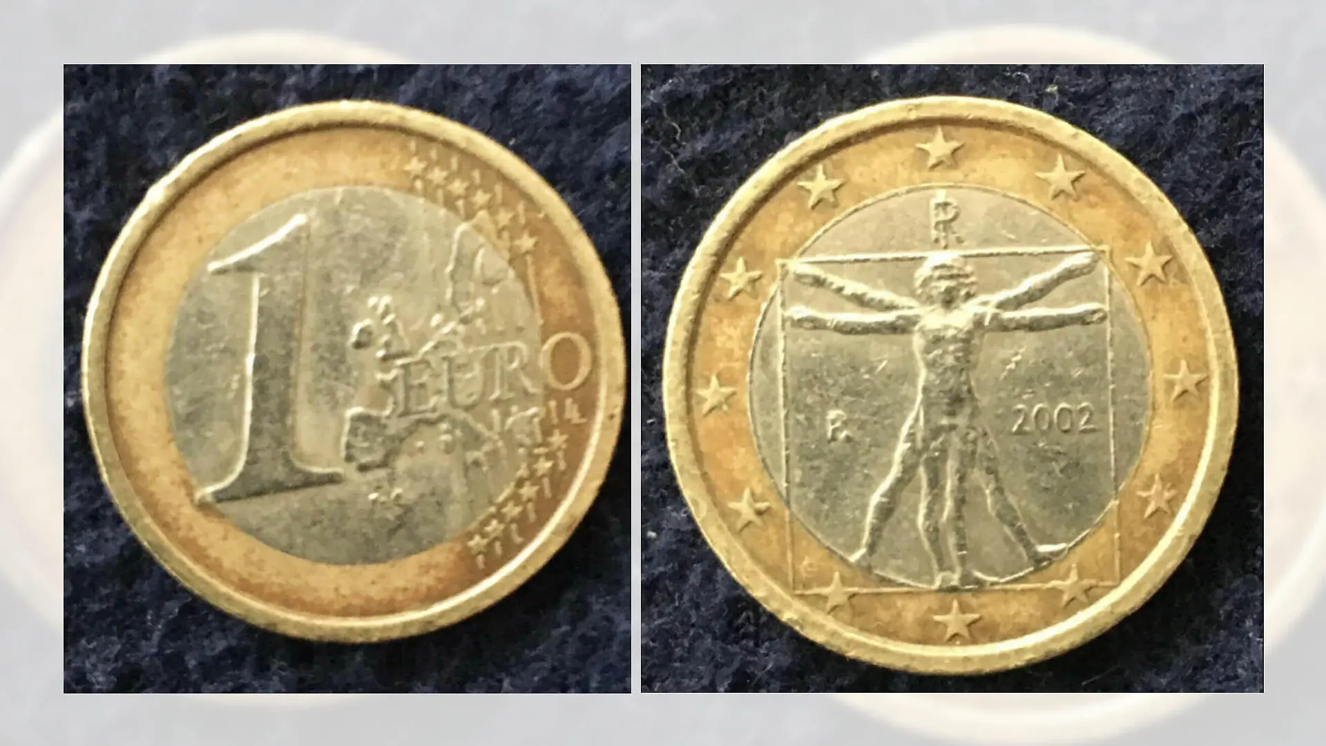 Dieser Euro ist eine Fehlprägung und schief gedruckt.