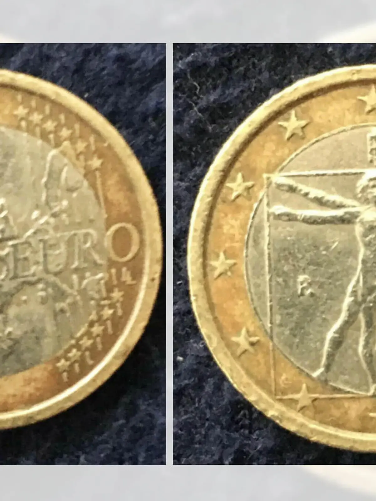 Dieser Euro ist eine Fehlprägung und schief gedruckt.