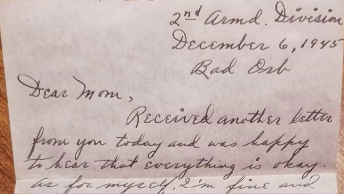 US-Soldat Denn Gonsalves schrieb den Brief vor 76 Jahren aus Deutschland an seine Mutter in den USA.