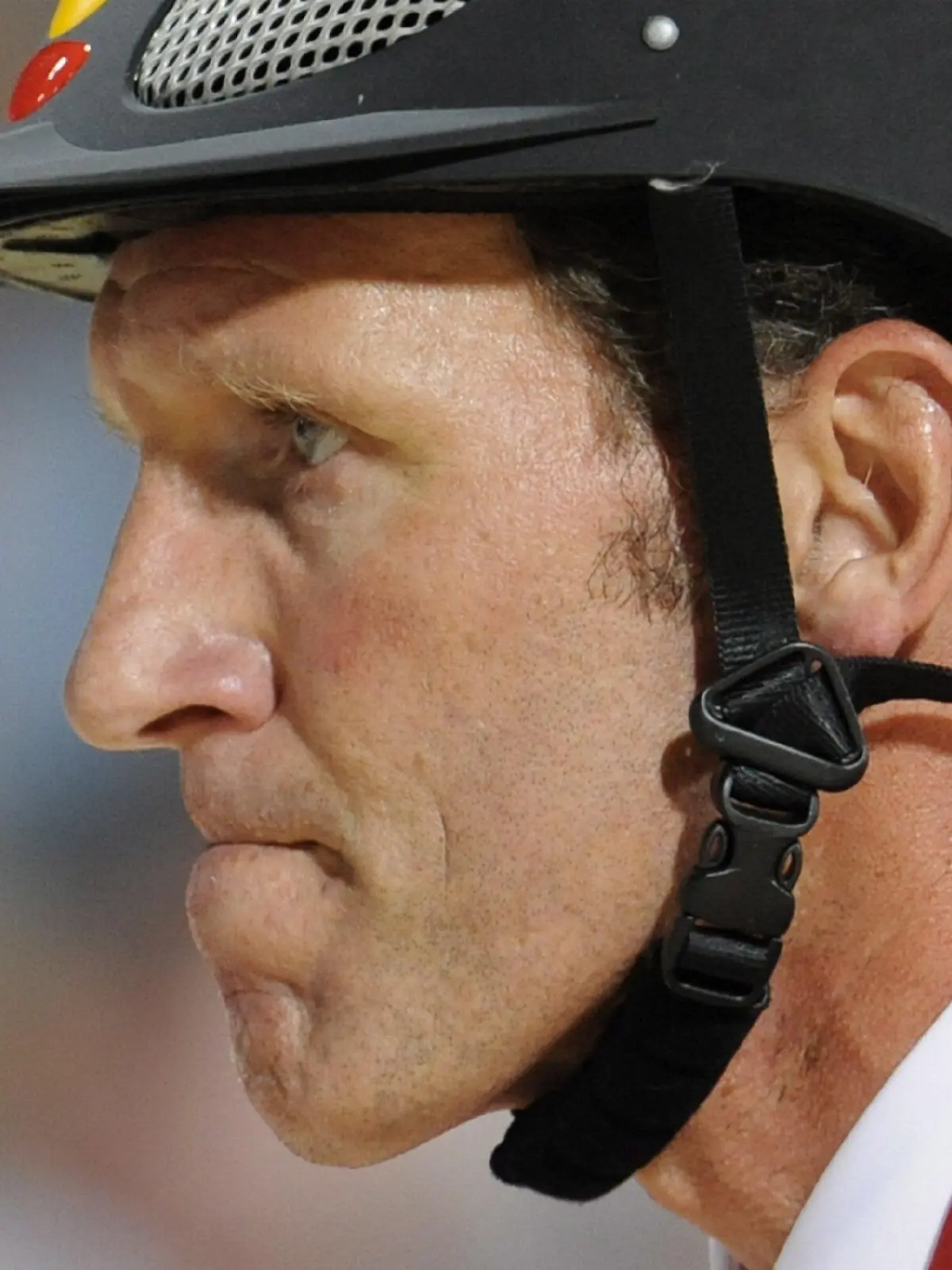German show jumper Ludger Beerbaum reacts after competing with his horse All Inclusive in the 2nd qualifier of the jumping team event at the Equestrian Venue of the Beijing Olympic Games 2008 in Hong Kong, China 17 August 2008. EPA/JOCHEN LUEBKE +++(c) dpa - Bildfunk+++