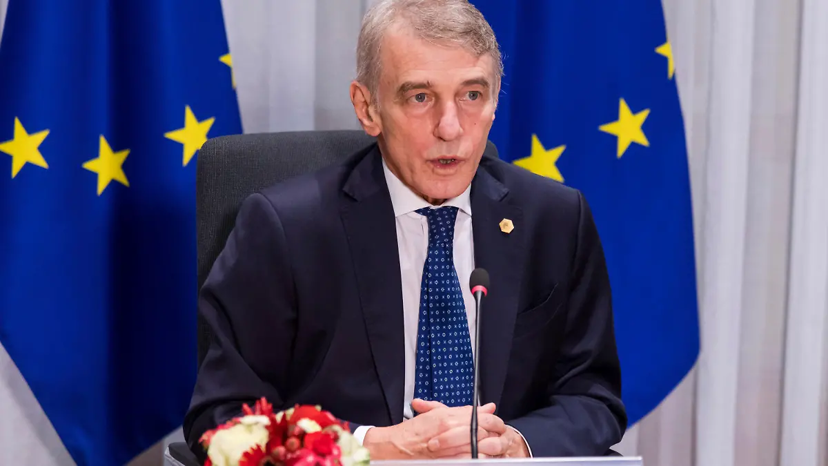 FILE - European Parliament President David Sassoli speaks prior to a signing ceremony of EU Legislative Priorities for 2022 on the sidelines of an EU Summit in Brussels, on Dec. 16, 2021. Sassoli has died at a hospital in Italy, his spokesman said in a tweet Tuesday, Jan. 11, 2022. (AP Photo/Geert Vanden Wijngaert, Pool, File)