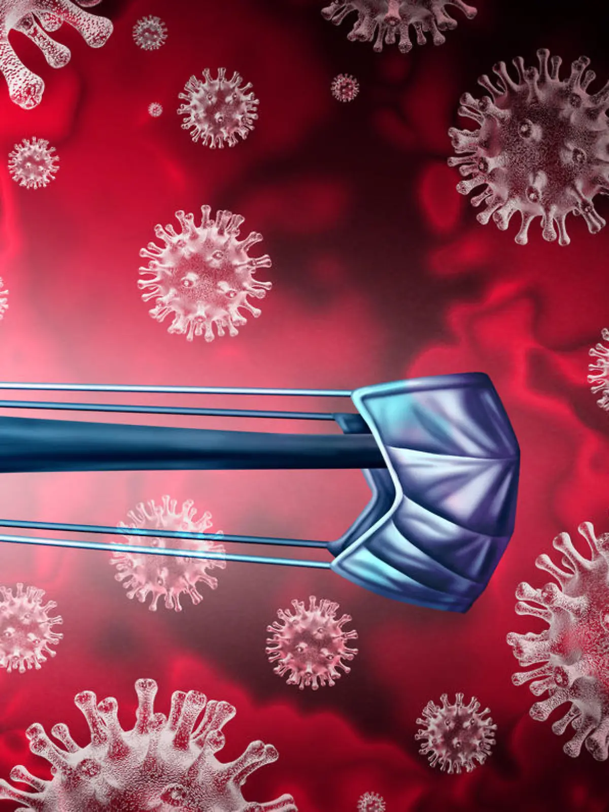 Coronavirus lies and virus facts lying as a dishonest liar doctor spreading false medical information as a physician with a long nose as a metaphor fake medical news medicine with 3D illustration elements.