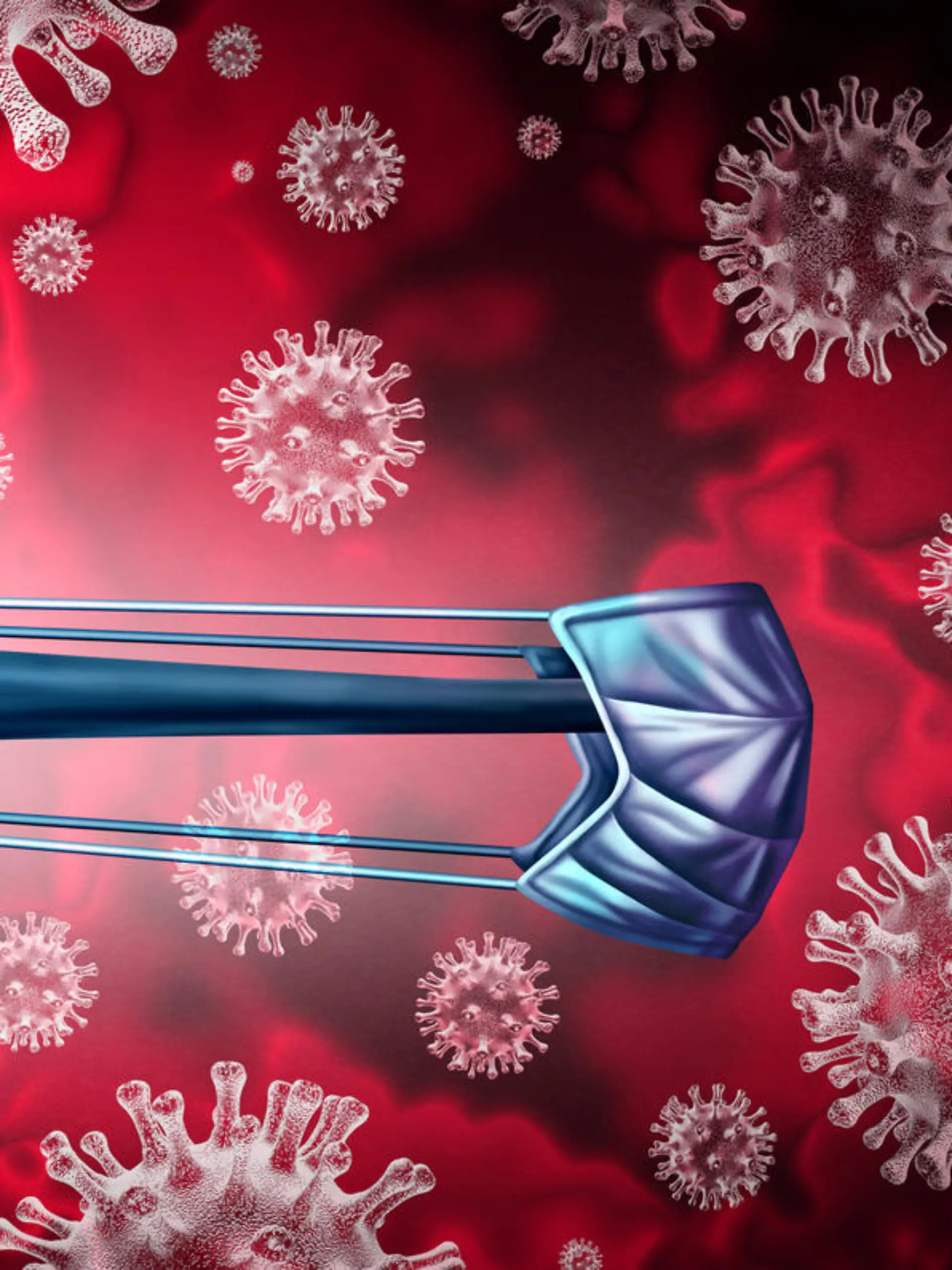 Coronavirus lies and virus facts lying as a dishonest liar doctor spreading false medical information as a physician with a long nose as a metaphor fake medical news medicine with 3D illustration elements.