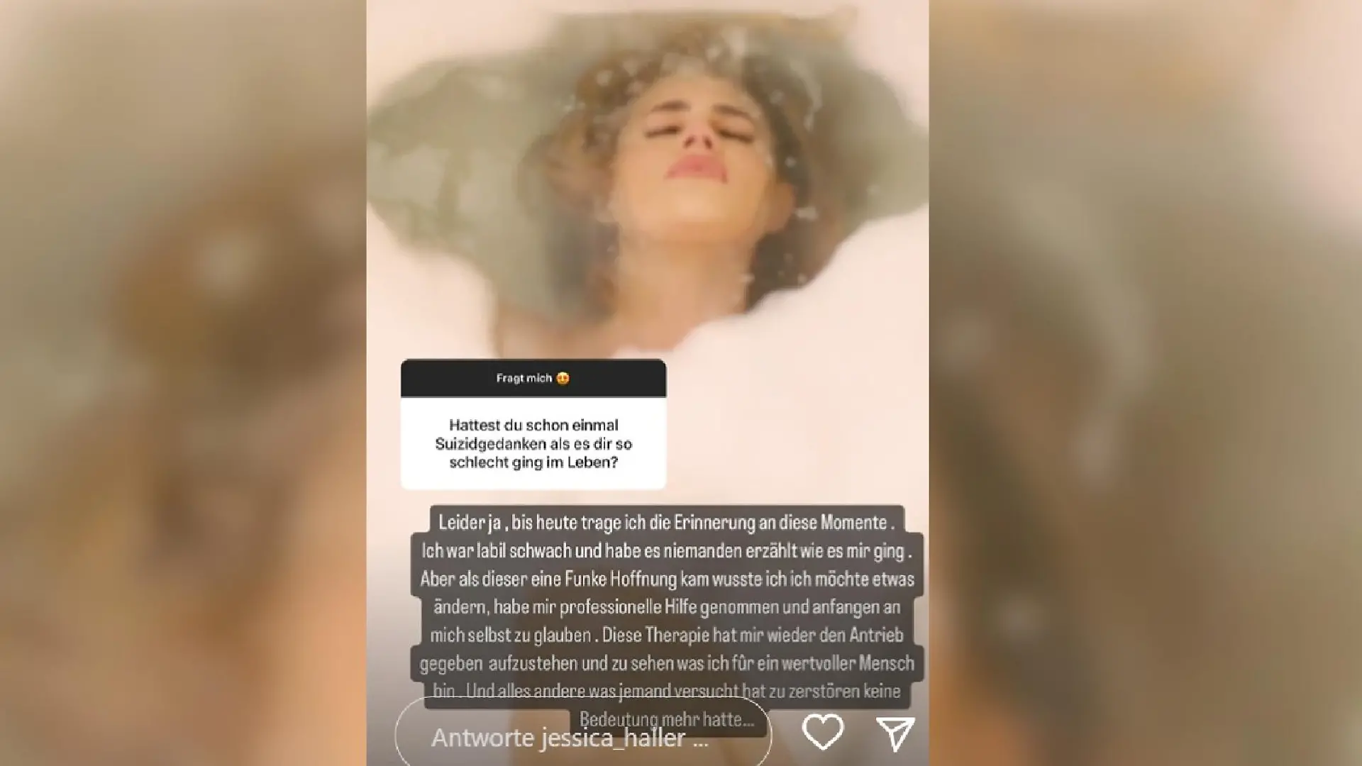 Jessica Haller gesteht, Suizidgedanken gehabt zu haben.