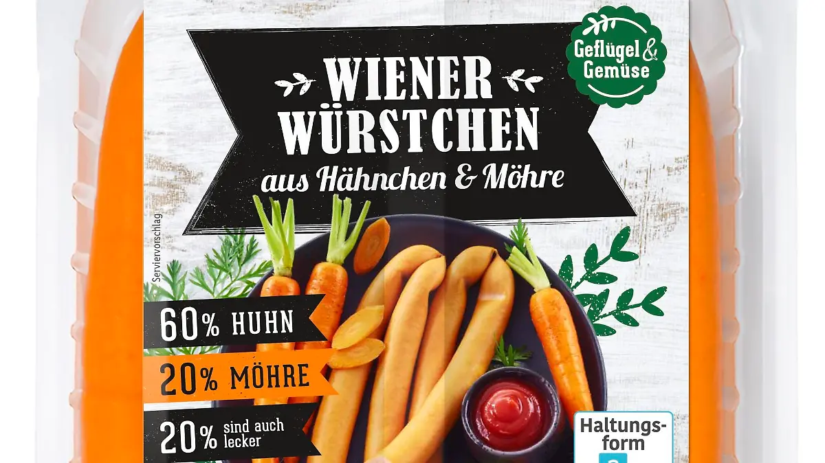 In diesen Wiener Würstchen ist neben Huhn auch Möhre drin.