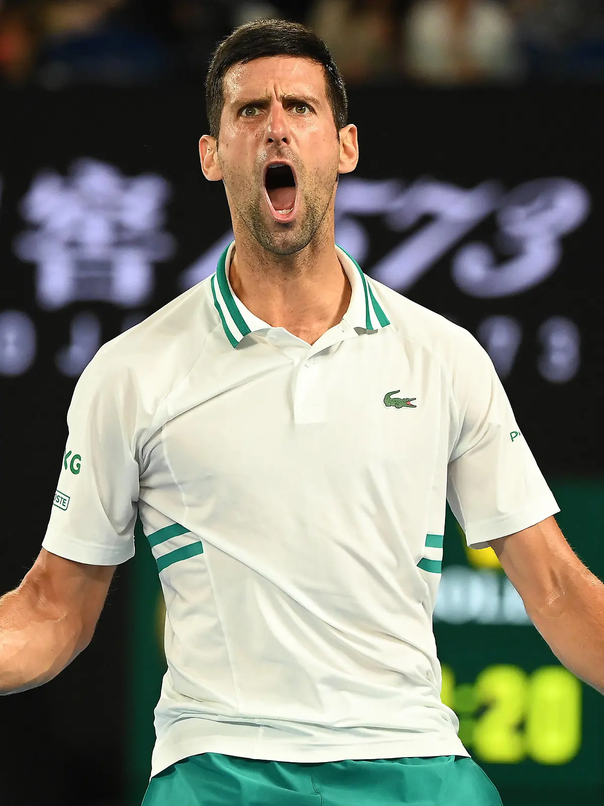  Sport Bilder des Tages TENNIS AUSTRALIAN OPEN, Novak Djokovic of Serbia reacts during his Men s singles semifinals match against Aslan Karatsev of Russia on Day 11 of the Australian Open at Melbourne Park in Melbourne, Thursday, February 18, 2021.  ACHTUNG: NUR REDAKTIONELLE NUTZUNG, KEINE ARCHIVIERUNG UND KEINE BUCHNUTZUNG MELBOURNE VIC AUSTRALIA PUBLICATIONxINxGERxSUIxAUTxONLY Copyright: xDAVExHUNTx 20210218001521430574