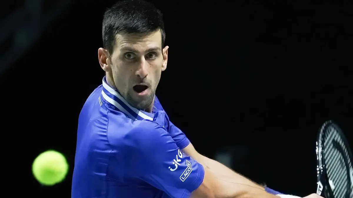  December 3, 2021, Madrid, Spain: Novak Djokovic of Serbia plays against Marin Cilic of Croatia during the Davis Cup Finals 2021 Semi Final match between Croatia and Serbia at Madrid Arena. .Victory for Djokovic, Novak. 6.4 Madrid Spain - ZUMAs197 20211203_zaa_s197_136 Copyright: xAtilanoxGarciax
