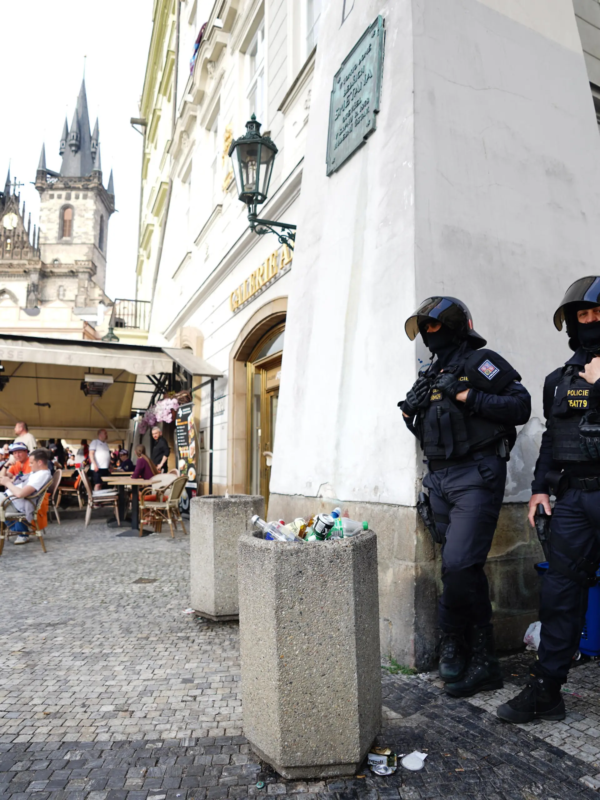 West Ham United v Fiorentina - UEFA Europa Conference League Final - Fortuna Arena. Police in Staromestske Namesti, Prague, ahead of the UEFA Europa Conference League Final at the Fortuna Arena, Prague. Picture date: Wednesday June 7, 2023. See PA story SPORT WestHam. Photo credit should read: James Manning/PA Wire URN:72522488