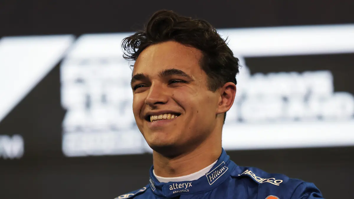 ABU DHABI, UNITED ARAB EMIRATES - DECEMBER 11: Third place qualifier Lando Norris of Great Britain and McLaren F1 looks on in parc ferme during qualifying ahead of the F1 Grand Prix of Abu Dhabi at Yas Marina Circuit on December 11, 2021 in Abu Dhabi, United Arab Emirates. (Photo by Kamran Jebreili - Pool/Getty Images)