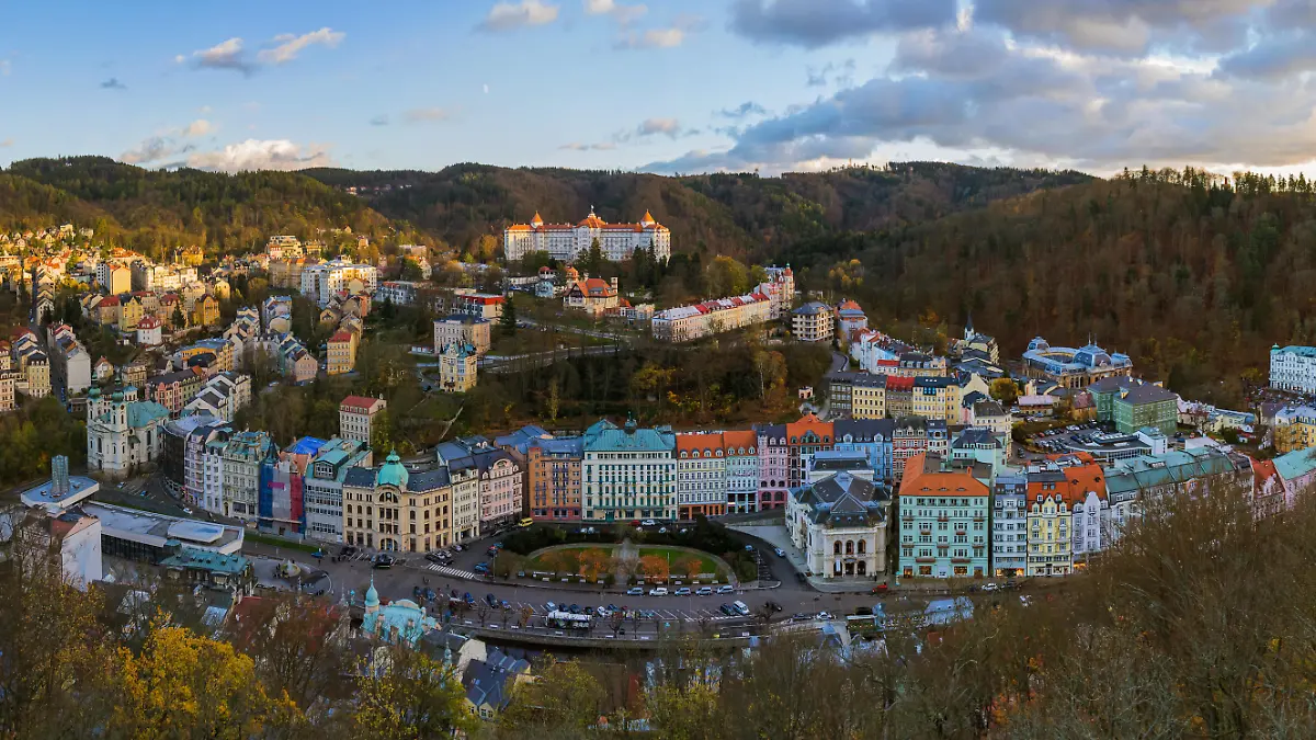 Karlovy Vary in Czech Republic - travel and architecture background
