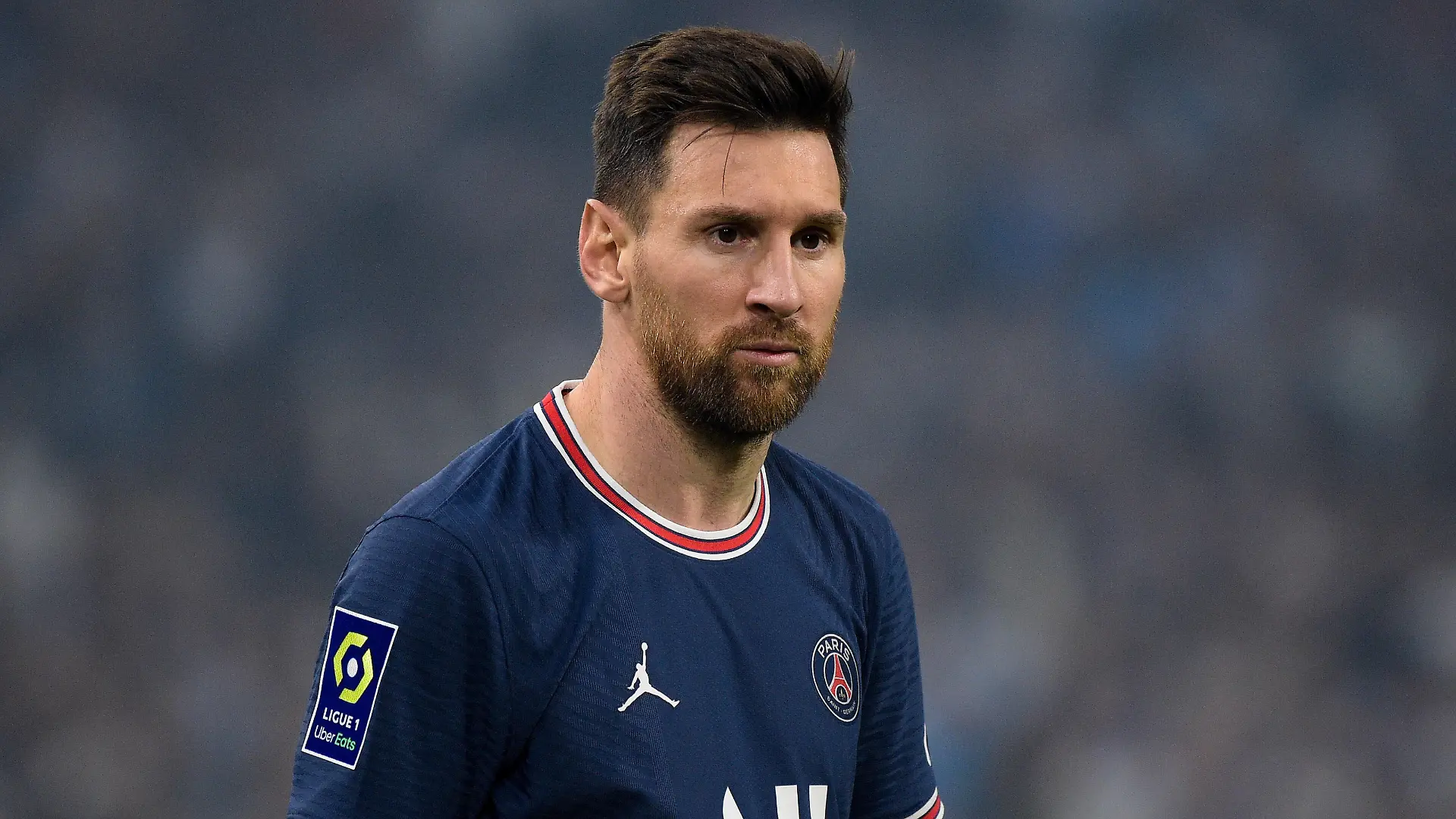 Attitude de Lionel Leo Messi 30 - PSG - FOOTBALL : Marseille vs PSG - Ligue 1 - Marseille - 24/10/2021 FedericoPestellini/Panoramic PUBLICATIONxNOTxINxFRAxITAxBEL