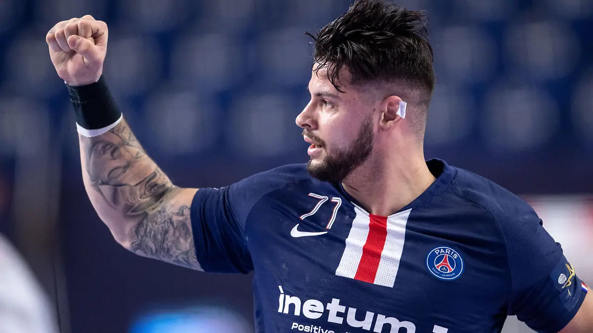 Handball: Champions League, Paris St. Germain - Telek. Veszprem, Finalrunde, Final Four, Spiel um Platz 3. Elohim Prandi von Paris jubelt nach einem Tor.
