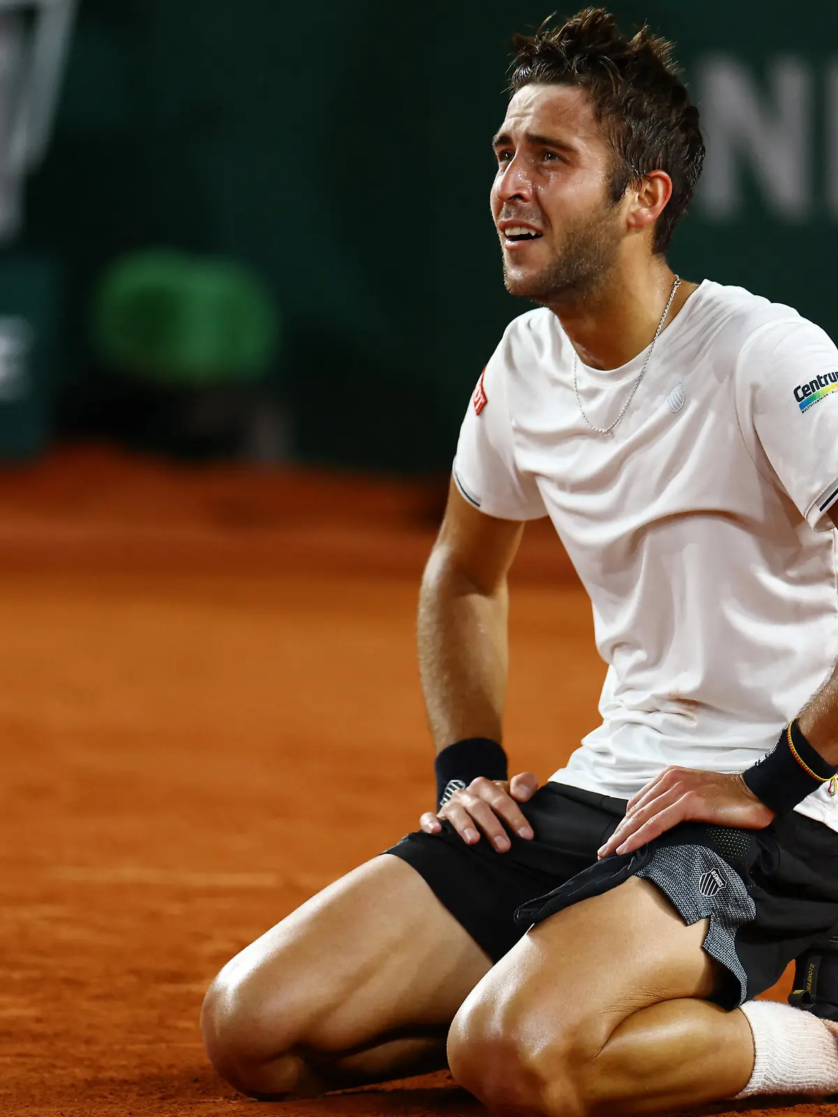 Tennis - French Open - Roland Garros, Paris, France - June 5, 2023 Argentina's Tomas Etcheverry celebrates after winning his fourth round match against Japan's Yoshihito Nishioka REUTERS/Lisi Niesner