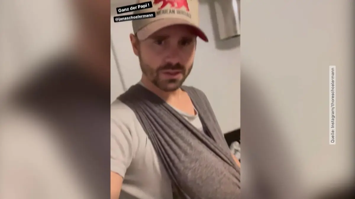 Thore Schölermann zum ersten Mal alleine mit Baby Ilvi Stolzer Papa im Einsatz
