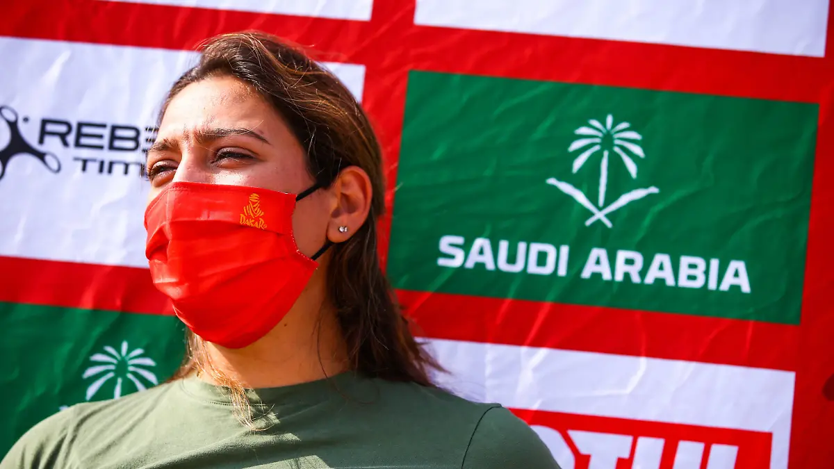 Akeel Dania sau, Saudian female driver who want to take part to the Dakar Rally in 2022 during the Rest Day of the Dakar 2021 in Hail, in Saudi Arabia on January 9, 2021 AUTOMOBILE : DAKAR 2021 - Arabie saoudite - Etape de Repos - Al Qaisumah to Ha il - 09/01/2021 DPPI/Panoramic PUBLICATIONxNOTxINxFRAxITAxBEL