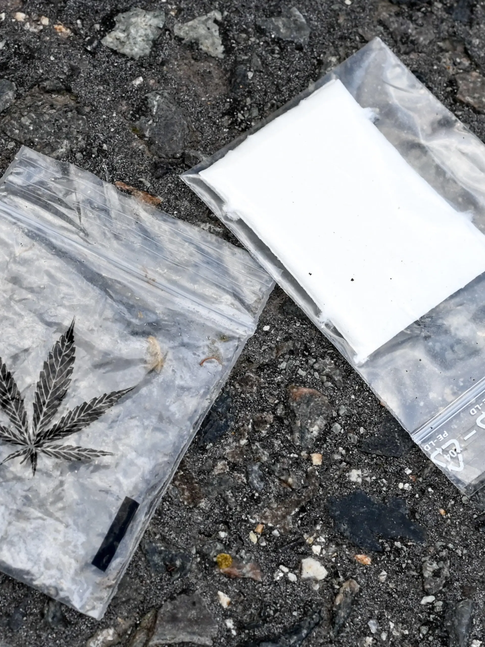 ARCHIV - 02.07.2021, Berlin: Zwei Tüten mit einem Aufdruck, der ein Hanfblatt zeigt, liegen in einem Park in Berlin auf dem Boden. (Illustration zu dpa: Schizophrenie durch Cannabis-Konsum - Juristen und Mediziner warnen) Foto: Jens Kalaene/dpa-Zentralbild/dpa +++ dpa-Bildfunk +++