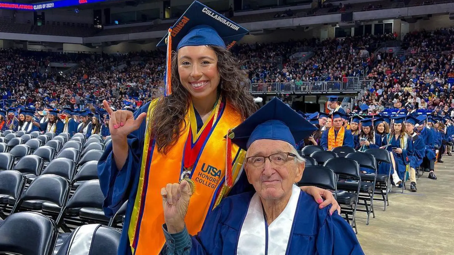 Rene Neira (88) hat jetzt zusammen mit seiner Enkelin Melanie Salazar (23) seinen Uni-Abschluss gemacht.