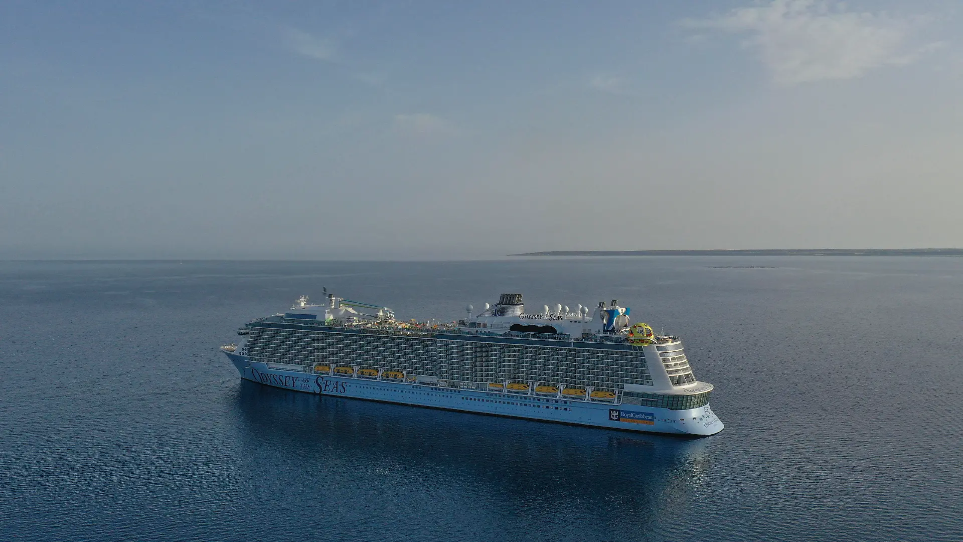 The cruise ship Odyssey of the Seas moored near the Mediterranean port of Limassol. Cyprus, Saturday, May 8, 2021. (Photo by Danil Shamkin/NurPhoto)