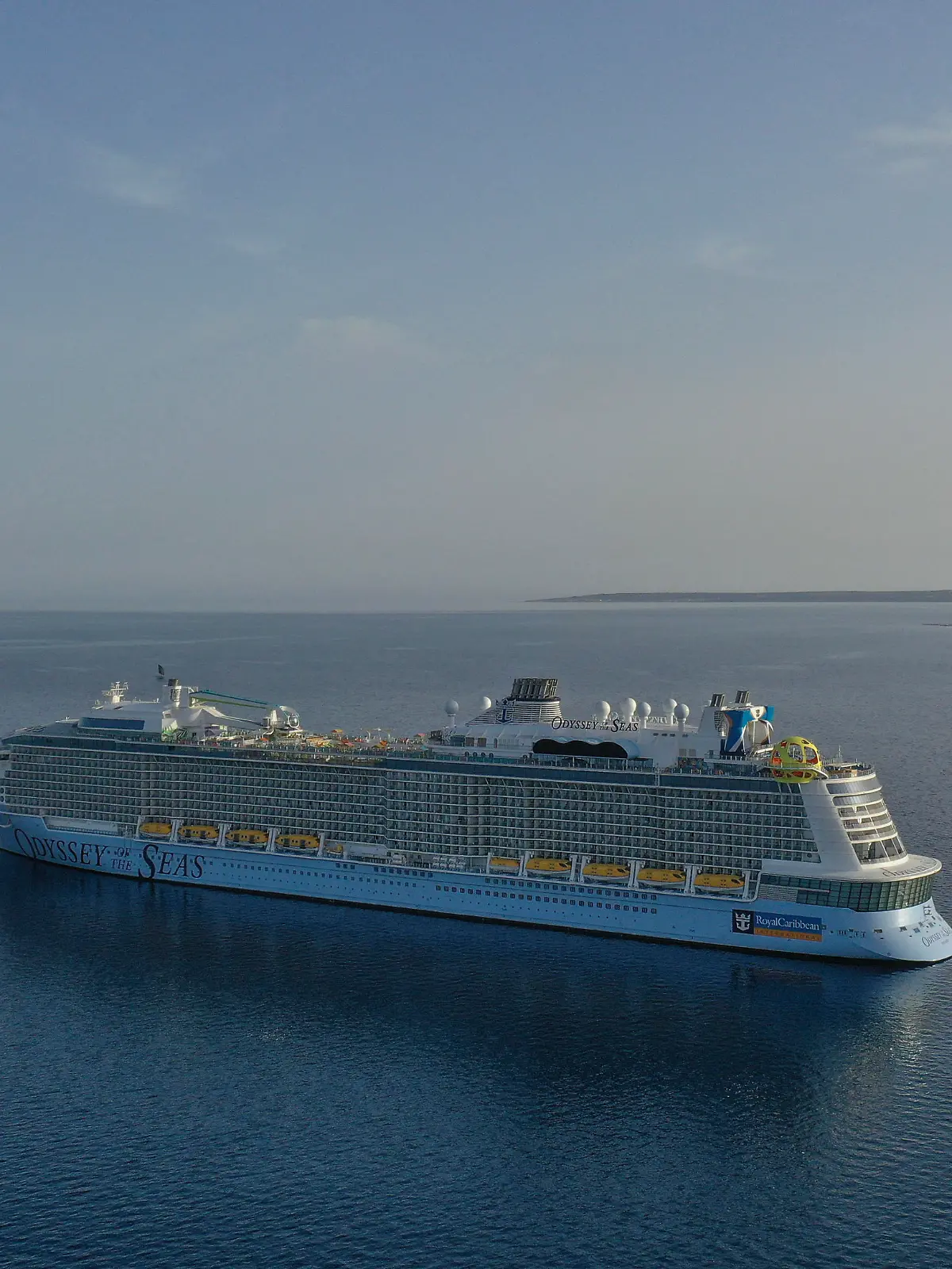 The cruise ship Odyssey of the Seas moored near the Mediterranean port of Limassol. Cyprus, Saturday, May 8, 2021. (Photo by Danil Shamkin/NurPhoto)