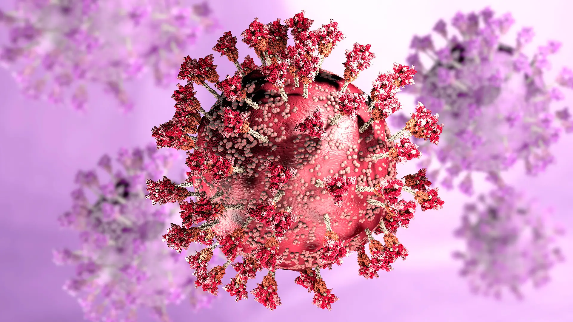 Virus variant, coronavirus, spike protein. Omicron. Covid-19 seen under the microscope. SARS-CoV-2, 3d rendering