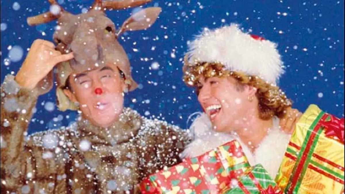 Wham! und kein Ende: Andrew Ridgeley (li.) und George Michael im Weihnachtsgewand