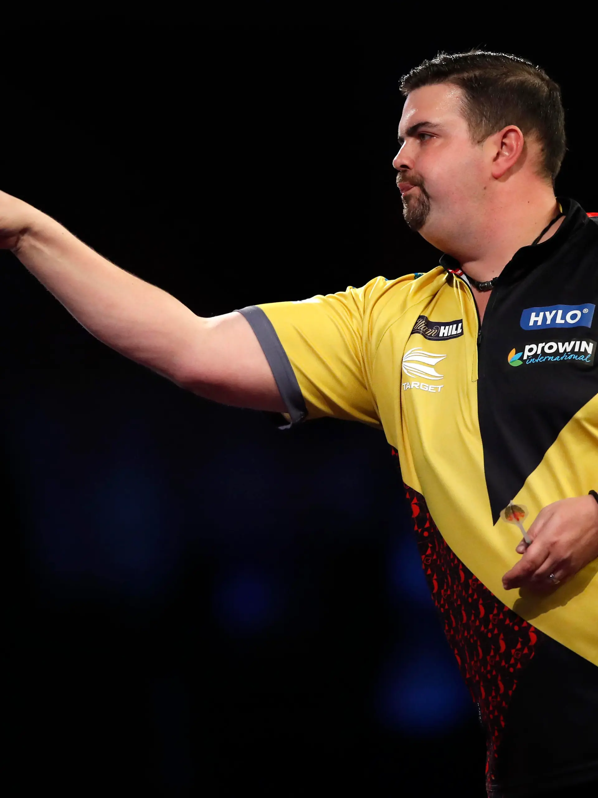 LONDON, ENGLAND - DECEMBER 23: Gabriel Clemens of Germany in action during his Round Two Match against Lewy Williams of Wales during Day Nine of The William Hill World Darts Championship at Alexandra Palace on December 23, 2021 in London, England. (Photo by Luke Walker/Getty Images)