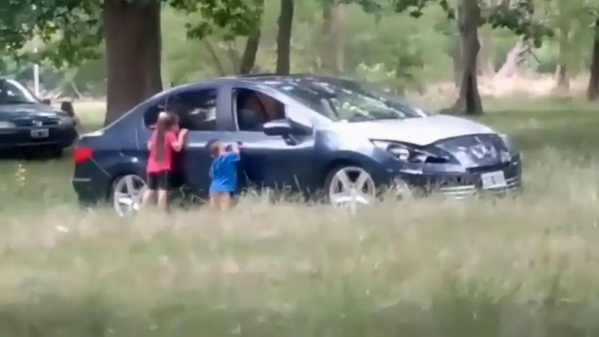 A couple forced two kids aged 5 and 2 to get out of the vehicle to have sex in a car at park in La Plata, Argentina, in December, 2021. (Newsflash)