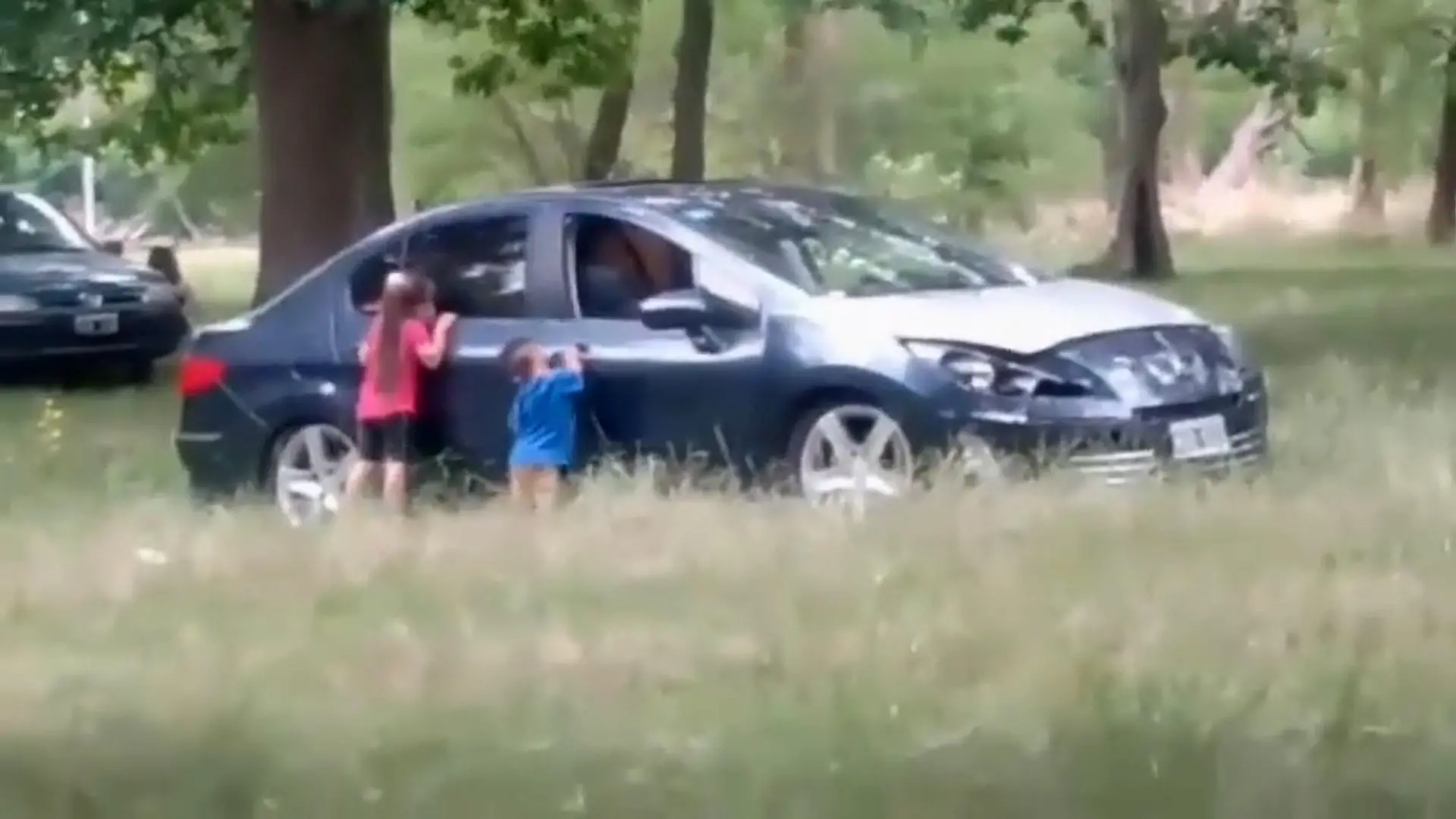 A couple forced two kids aged 5 and 2 to get out of the vehicle to have sex in a car at park in La Plata, Argentina, in December, 2021. (Newsflash)